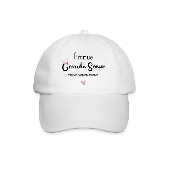 Promue grande soeur en octobre - annonce grossesse - Casquette classique - blanc/blanc - Devant