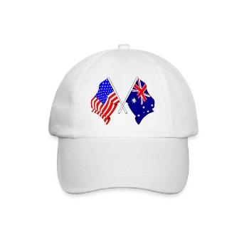 Flagge der Vereinigten Staaten USA und Flagge Australien - Baseballkappe - Weiß/Weiß - Vorne