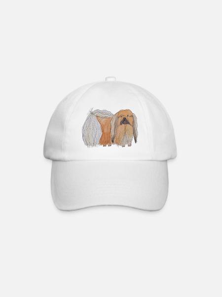 Pekingese - fun - Baseball Cap - white/white