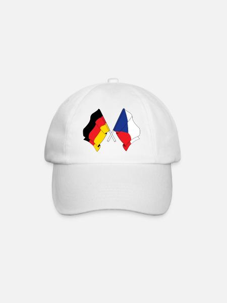 Flagge Deutschlands und Flagge der Tschechischen Republik - Baseballkappe - Weiß/Weiß