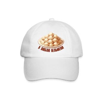 Ich liebe Pelmeni Spruch auf Russisch lustig - Baseballkappe - Weiß/Weiß - Vorne