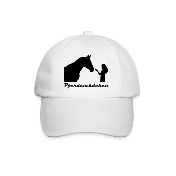 Pferdemädchen schwarz Silhouette Schriftzug - Baseballkappe - Weiß/Weiß - Vorne