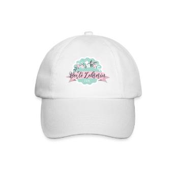 Beste Lehrerin! Blumen-Design, personalisierbar - Baseballkappe - Weiß/Weiß - Vorne
