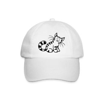 Cartoon Kitten - Baseball Cap - white/white - Front