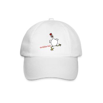 Verrücktes Huhn - Baseballkappe - Weiß/Weiß - Vorne