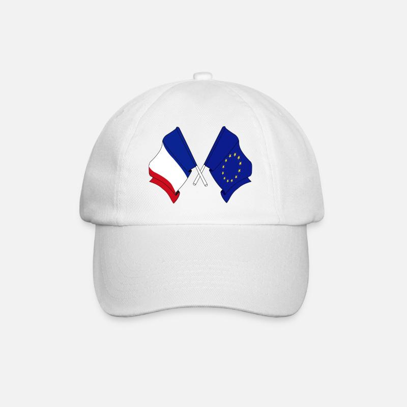 Deux drapeaux croisés de la France et du drapeau de l’Europe - Casquette classique - blanc/blanc