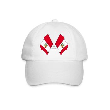 Deux drapeaux croisés du Pérou - Casquette classique - blanc/blanc - Devant