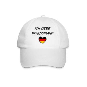 Ich liebe Deutschland Herz Flagge - Baseballkappe - Weiß/Weiß - Vorne