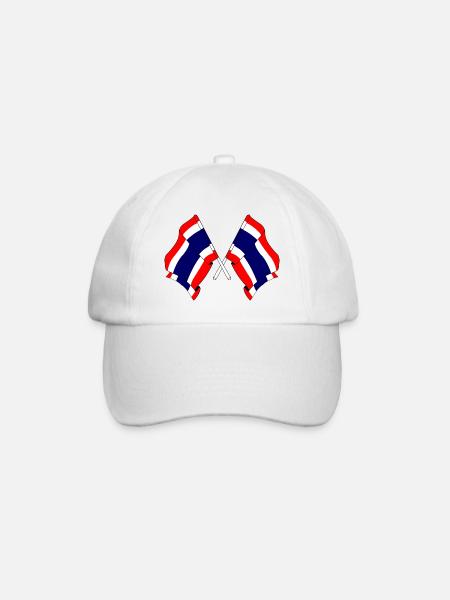 Zwei Flaggen aus Thailand gekreuzt - Baseballkappe - Weiß/Weiß