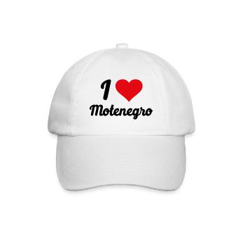 I Love Montenegro - Baseballkappe - Weiß/Weiß - Vorne