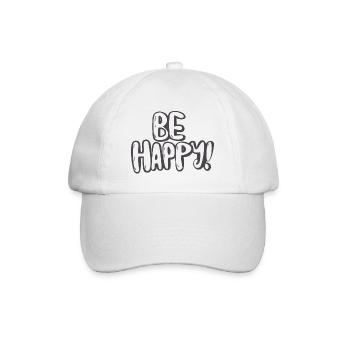 Motif typographique Be Happy - Casquette classique - blanc/blanc - Devant