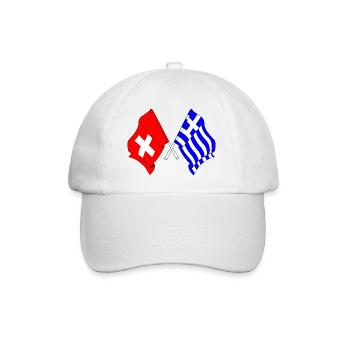 Flagge der Schweiz und Flagge Griechenland - Baseballkappe - Weiß/Weiß - Vorne