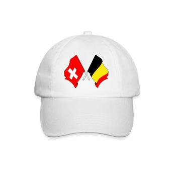 Flagge der Schweiz und Flagge Belgiens - Baseballkappe - Weiß/Weiß - Vorne