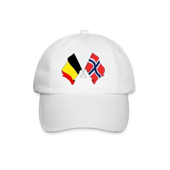 Flagge Belgien, Flagge Norwegen - Baseballkappe - Weiß/Weiß - Vorne
