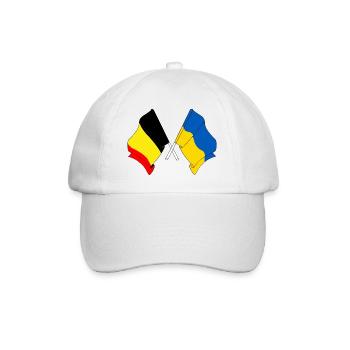 Flag Belgium, flag Ukraine - Baseball Cap - white/white - Front