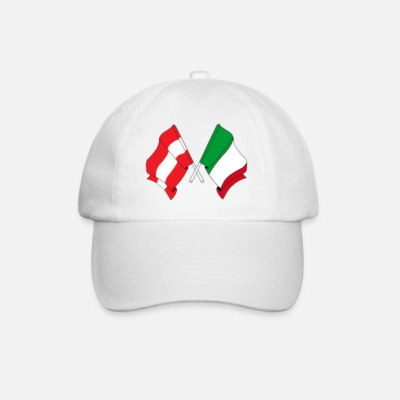 Drapeau Autriche, drapeau Italie - Casquette classique - blanc/blanc