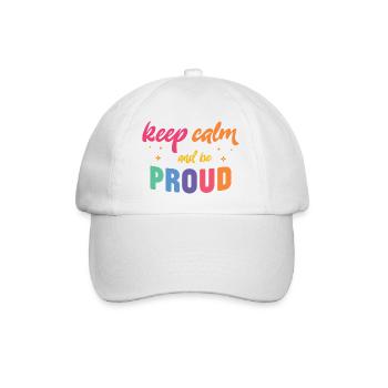 LGBT Pride Month - Ruhe bewahren und stolz sein - Baseballkappe - Weiß/Weiß - Vorne