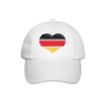 Heart Black Red Gold (Germany Flag Sketch) - Baseball Cap - white/white - Front