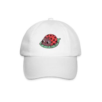 Cute Ladybug With Black Heart Spots - Baseball Cap - white/white - Front