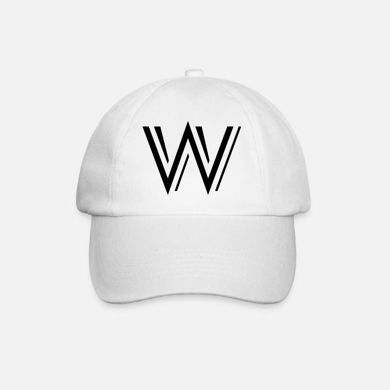 Letter W - Baseball Cap - white/white