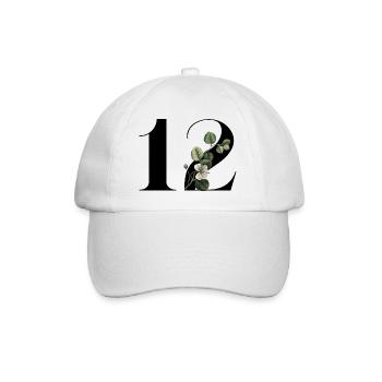 Numéro 12 floral vert -12e anniversaire floral - Casquette classique - blanc/blanc - Devant