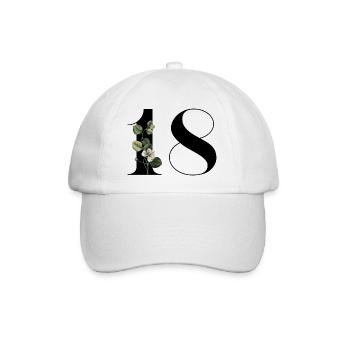 Numéro 18 floral vert -18e anniversaire floral - Casquette classique - blanc/blanc - Devant