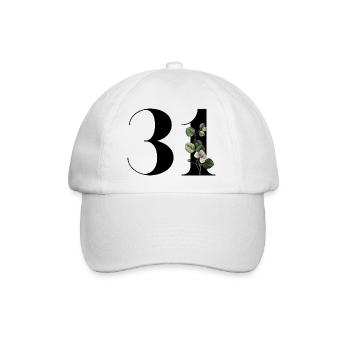 Number 31 Floral Green - 31st Floral Birthday - Baseball Cap - white/white - Front