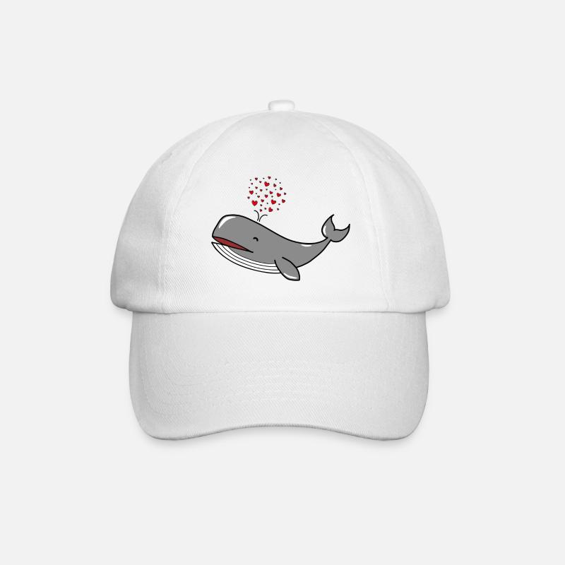 Blubberherzwal Happy Heart Whale - Baseballkappe - Weiß/Weiß