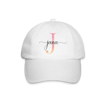 J | Monogram | Name | Jana |Watercolor - Baseball Cap - white/white - Front