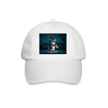 Gespenstische niedliche Halloween-Katze Spooky - Baseballkappe - Weiß/Weiß - Vorne