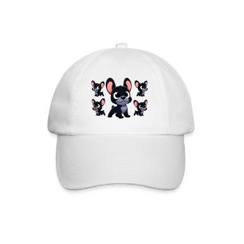 Französische Bulldogge 3 - Baseballkappe - Weiß/Weiß - Vorne