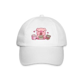 Süßes Schweinchen mampft Kekse - Baseballkappe - Weiß/Weiß - Vorne