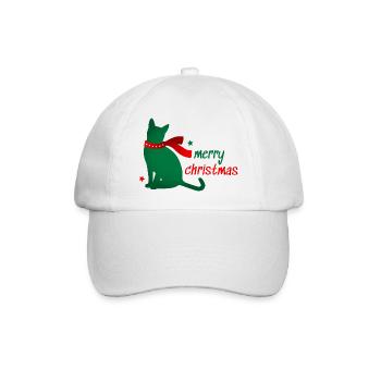 Katze Stern Tier Weihnachten Schal 3D Geschenk - Baseballkappe - Weiß/Weiß - Vorne