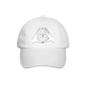 Hände formen ein Herz. Positive Mind/Vibes/ Life - Baseballkappe - Weiß/Weiß - Vorne