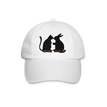 Cat and rabbit friends, romantic relationship - Baseball Cap - white/white - Front