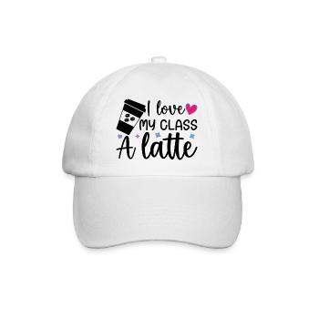 Lehrer Valentinstag - Ich liebe meinen Latte der Klasse A - Baseballkappe - Weiß/Weiß - Vorne
