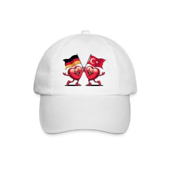 Germany and Turkey hearts - Baseball Cap - white/white - Front