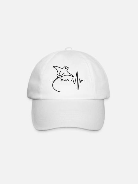 Eleganter Manta – Minimalistisches Ozean-Design - Baseballkappe - Weiß/Weiß