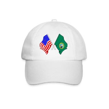 USA and Washington state flag crossed - Baseball Cap - white/white - Front
