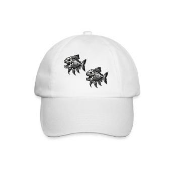 skelett piranha 2 - Baseballkappe - Weiß/Weiß - Vorne