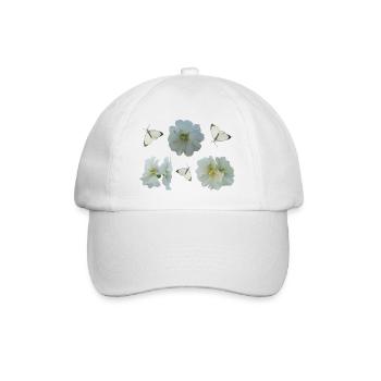 Hollyhocks with butterflies - Baseball Cap - white/white - Front