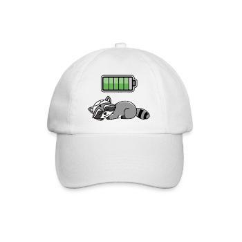 Racoon Sleeping Recharging Night Bedtime - Baseballkappe - Weiß/Weiß - Vorne