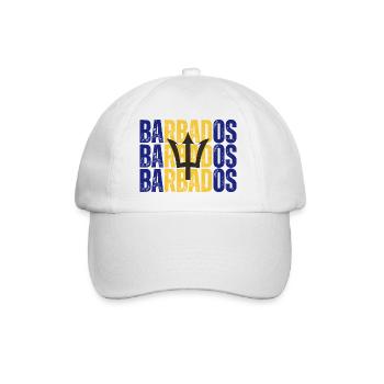 Flagge von Barbados, Barbados-Stolz - Baseballkappe - Weiß/Weiß - Vorne