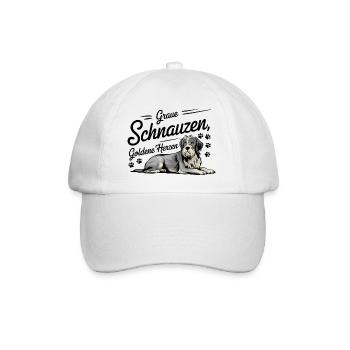 Graue Schnauzen Goldene Herzen – Hunderentner - Baseballkappe - Weiß/Weiß - Vorne