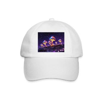 Bright mushroom motifs in neon style - Baseball Cap - white/white - Front