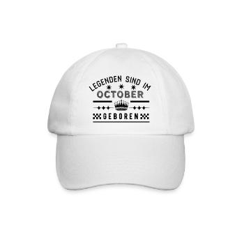Legenden sind im Oktober geboren- Geburtstag Party - Baseballkappe - Weiß/Weiß - Vorne