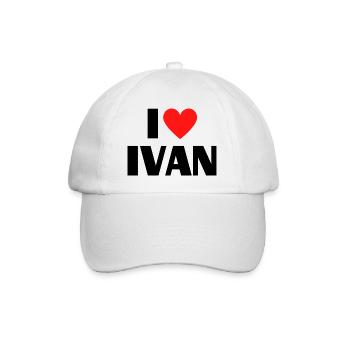 I love Ivan Rotes Herz Liebe Fan Geschenk - Baseballkappe - Weiß/Weiß - Vorne