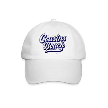 Cousins Beach – Retro Script Design - Baseballkappe - Weiß/Weiß - Vorne