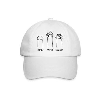Katze Schere Stein Papier lustig - Baseballkappe - Weiß/Weiß - Vorne