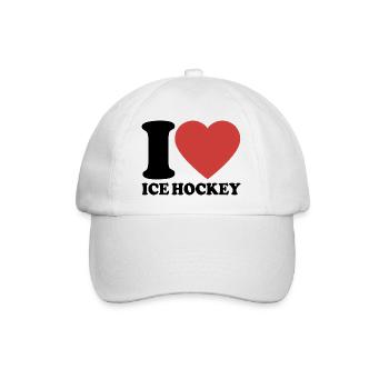 I Love Icehockey - Heart - Winter Sports - Baseball Cap - white/white - Front